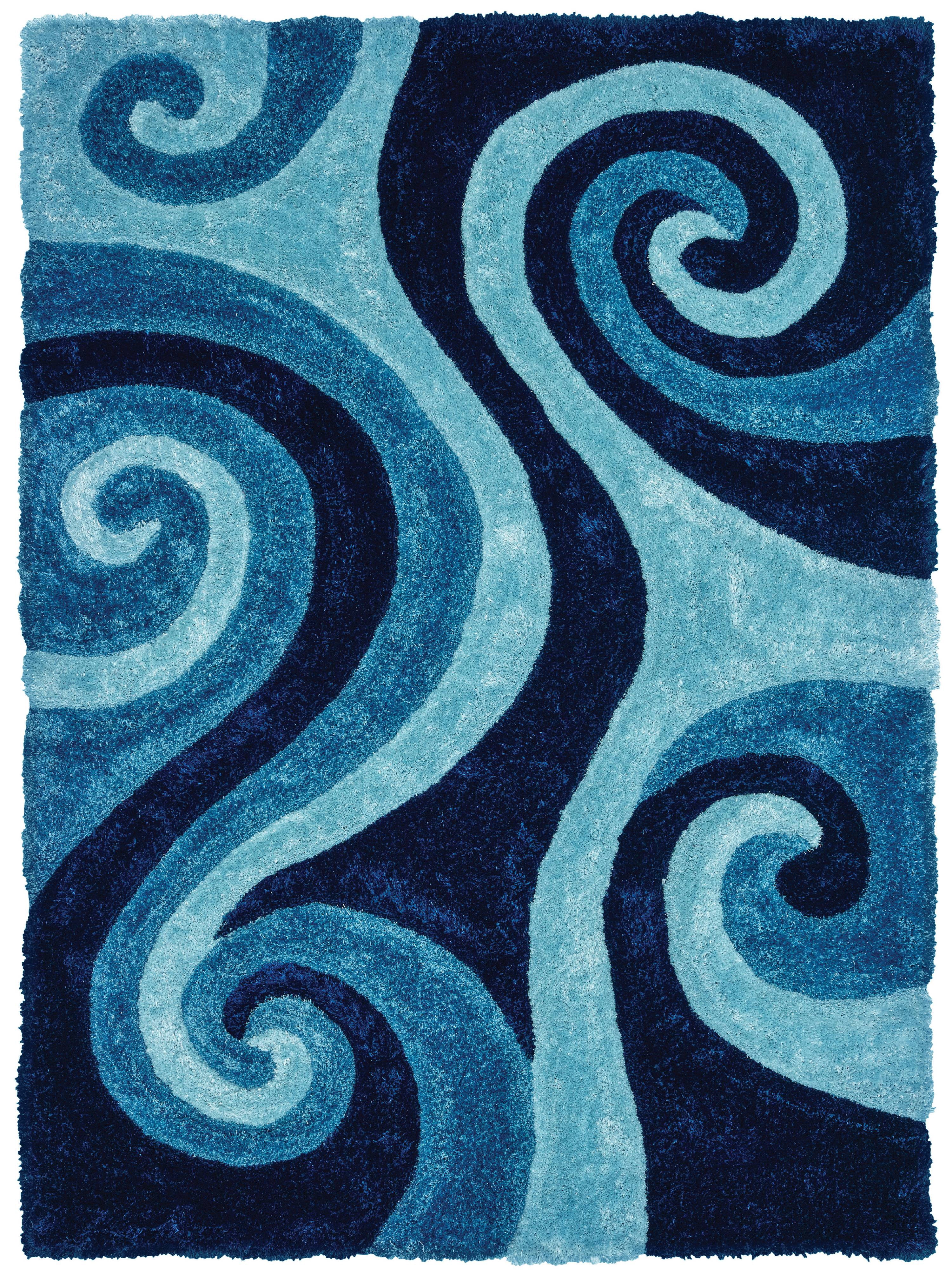 United Weavers of America Swirl Shag Contemporary Area Rugs, Blue