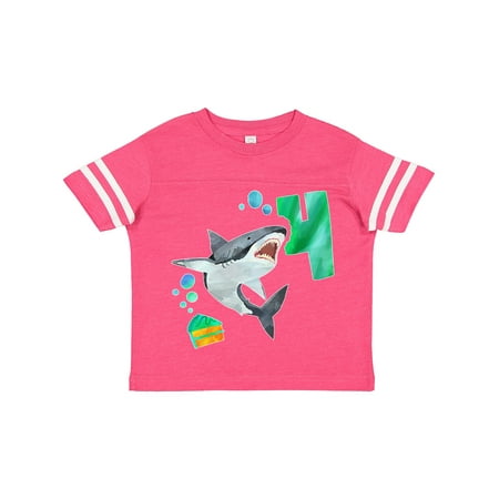 

Inktastic Fourth Birthday Shark with Cake Gift Toddler Boy or Toddler Girl T-Shirt