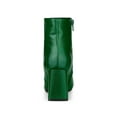 thumbnail image 2 of Unique Bargains Women's Pointed Toe Snake Print Chunky Heel Ankle Boots Green (Size 7), 2 of 6