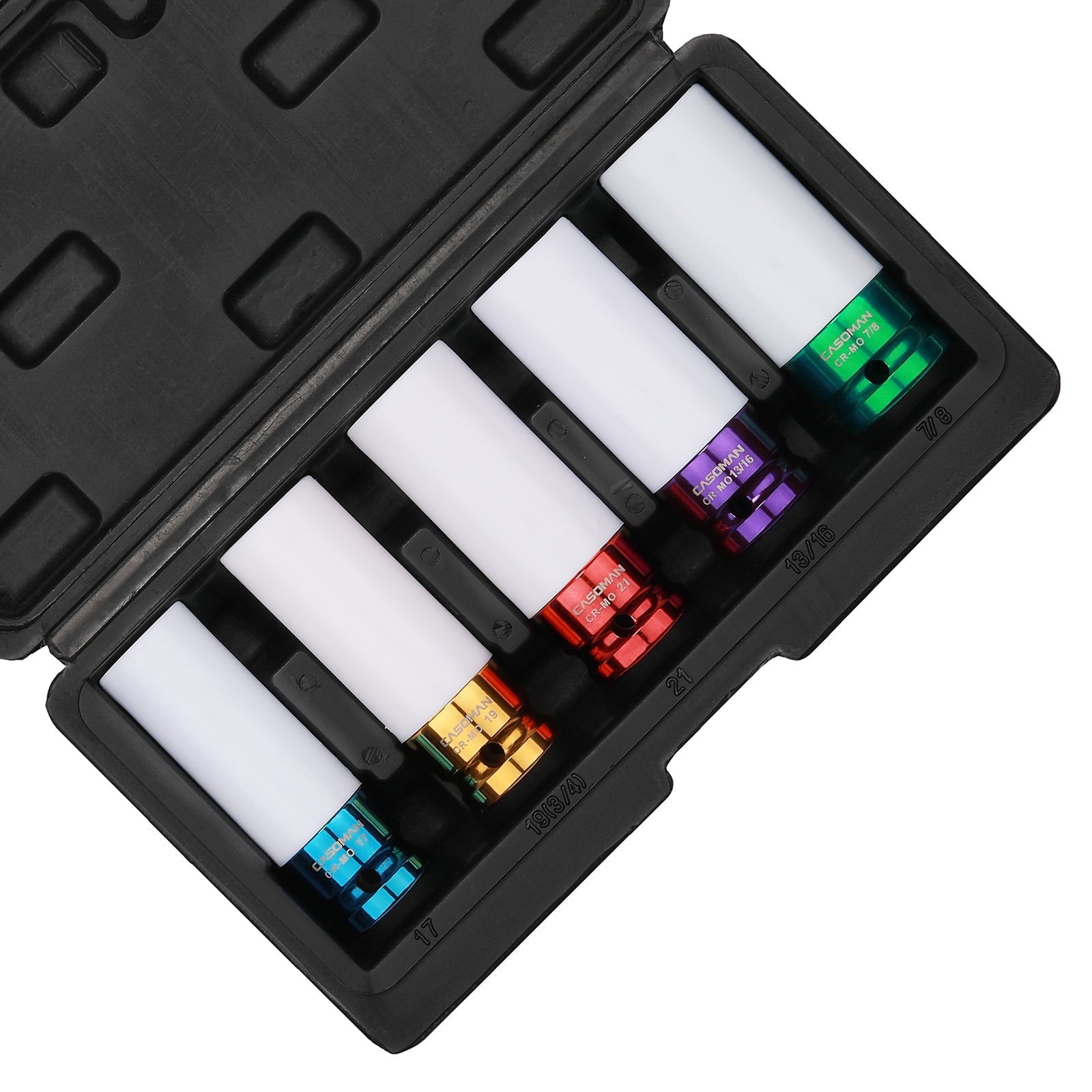 CASOMAN 5PCS 1/2inch Drive Lug Nut Impact Socket Set, Thin Wall Deep