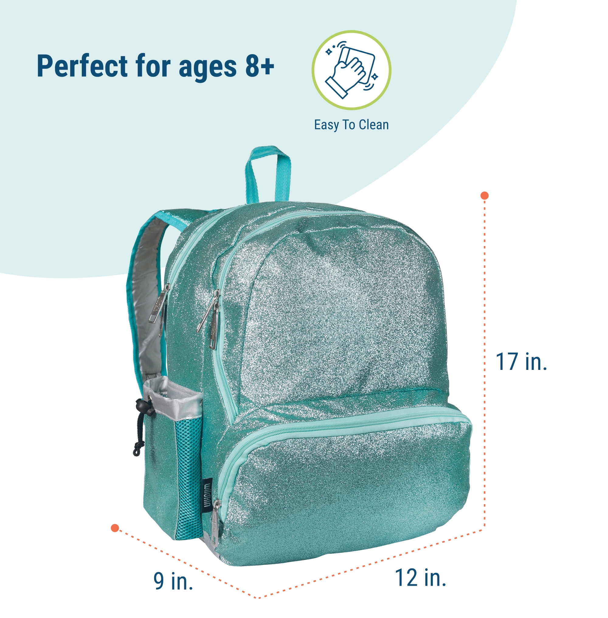 Wildkin Kids 17 Inch Backpack for Boys and Girls, Perfect for School and Travel (Blue Glitter)