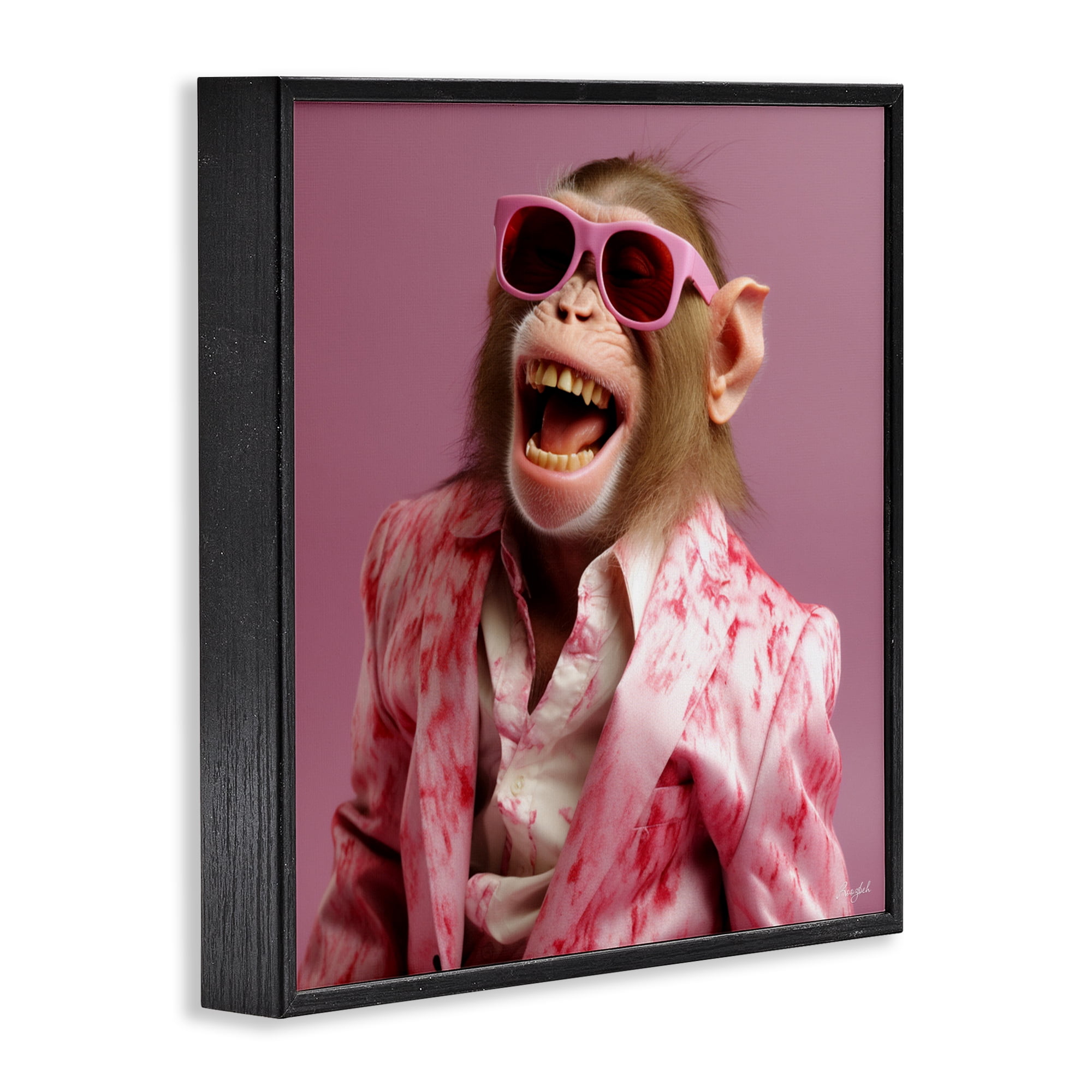 Stupell Industries Hipster Monkey in Suit Black Framed Giclee Art, design by Roozbeh