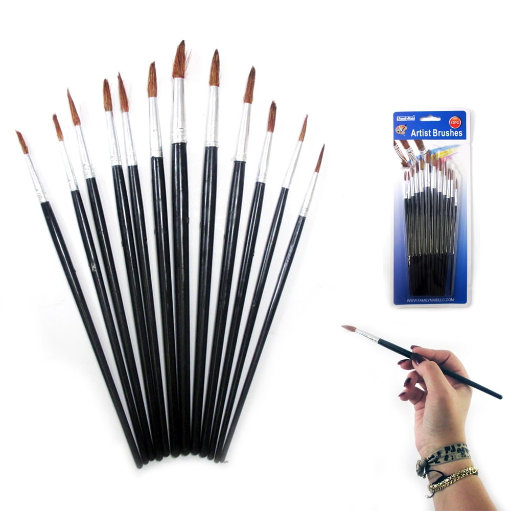 12 Pc Artist Paint Brush Set Watercolor Acrylic Painting Pointed