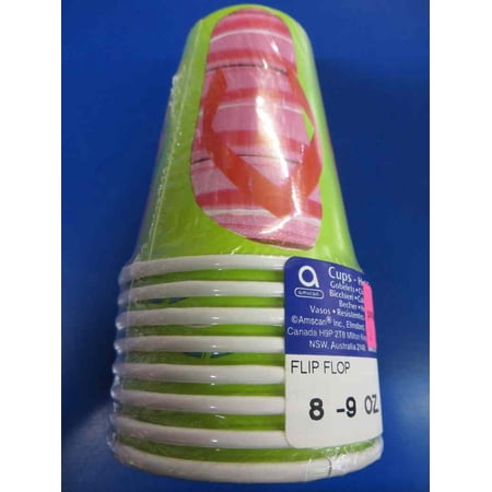 Flip Flop Fun Sandals Summer Luau Beach Pool Theme Party 9 oz. Paper Cups