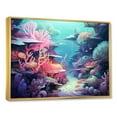 thumbnail image 2 of Designart "Aqua And Rose Subaquatic Realm" Coastal Coral Under Water Floater Framed Wall Art Living Room, 2 of 5