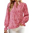 thumbnail image 3 of Blusa de Estilo Bohemio con Cuello en V y Mangas Largas, Estilo Floral, Informal, Holgada, de Verano, con Mangas Abullonadas para Mujer. Rojo XL, 3 of 6