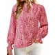 thumbnail image 3 of Blusa de Estilo Bohemio con Cuello en V y Mangas Largas, Estilo Floral, Informal, Holgada, de Verano, con Mangas Abullonadas para Mujer. Rojo M, 3 of 6