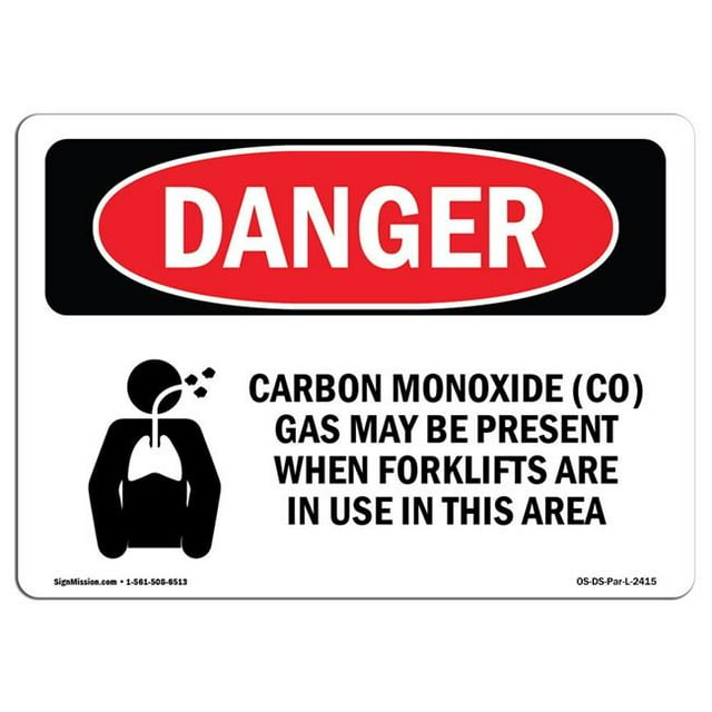 SignMission OS-DS-A-1218-L-2415 12 x 18 in. OSHA Danger Sign - Carbon Monoxide Co Gas May