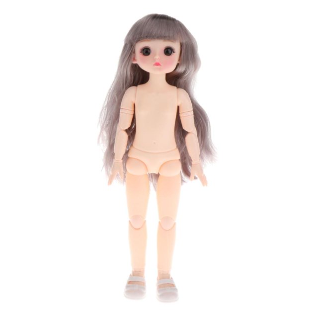 11 '' 20 Articulado 1/6 Muñeca BJD Cuerpo de Plástico Regalo de Cumpleaños Juguetes para Niños Juego de Bricolaje flequillo gris y liso Sunnimix BJD Doll Body Girl