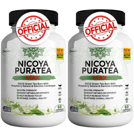 GREENVIFY Nicoya PuraTea Max – Green Tea Extract & Green Coffee Bean Supplement, Metabolism Support, Natural Energy & Antioxidants – 120 Capsules