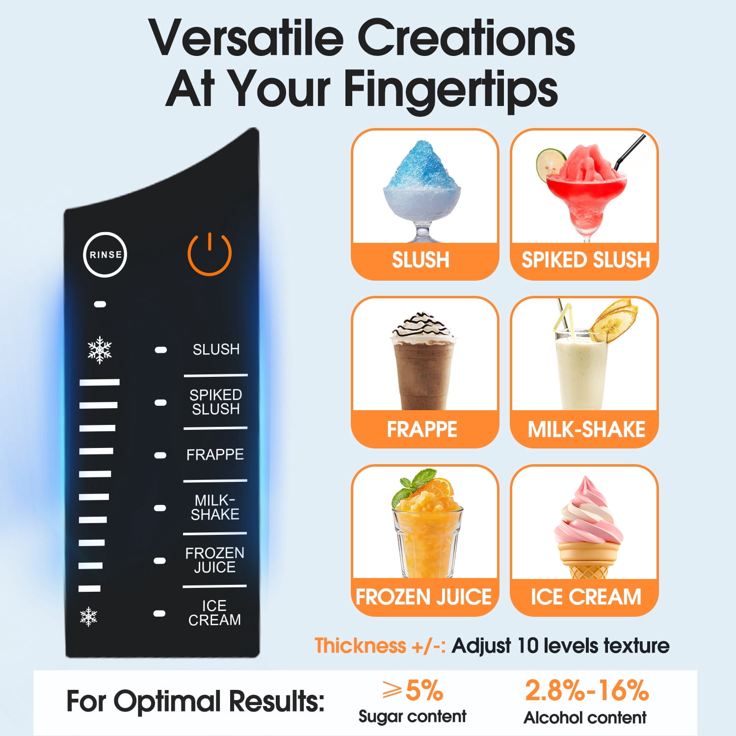 VECYS 6-in-1 Slushie Machine & Frozen Drink Maker for Home, with Medical-Grade High-Impact Jar (BPA-Free), 10 Level Texture Control, 60-Min Fast Freeze, 50.7 fl oz, Grey