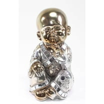 7.5" Feng Shui Bronze Speak No Evil Buddha Monk Electroplated Home Decor Statues