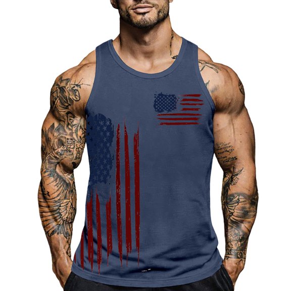 Afdoent Tank Tops Men Usa Anniversary Graphic Print Tank Top Summer Casual Sleeveless T Shirt For United States Of America Beach Daily Wear