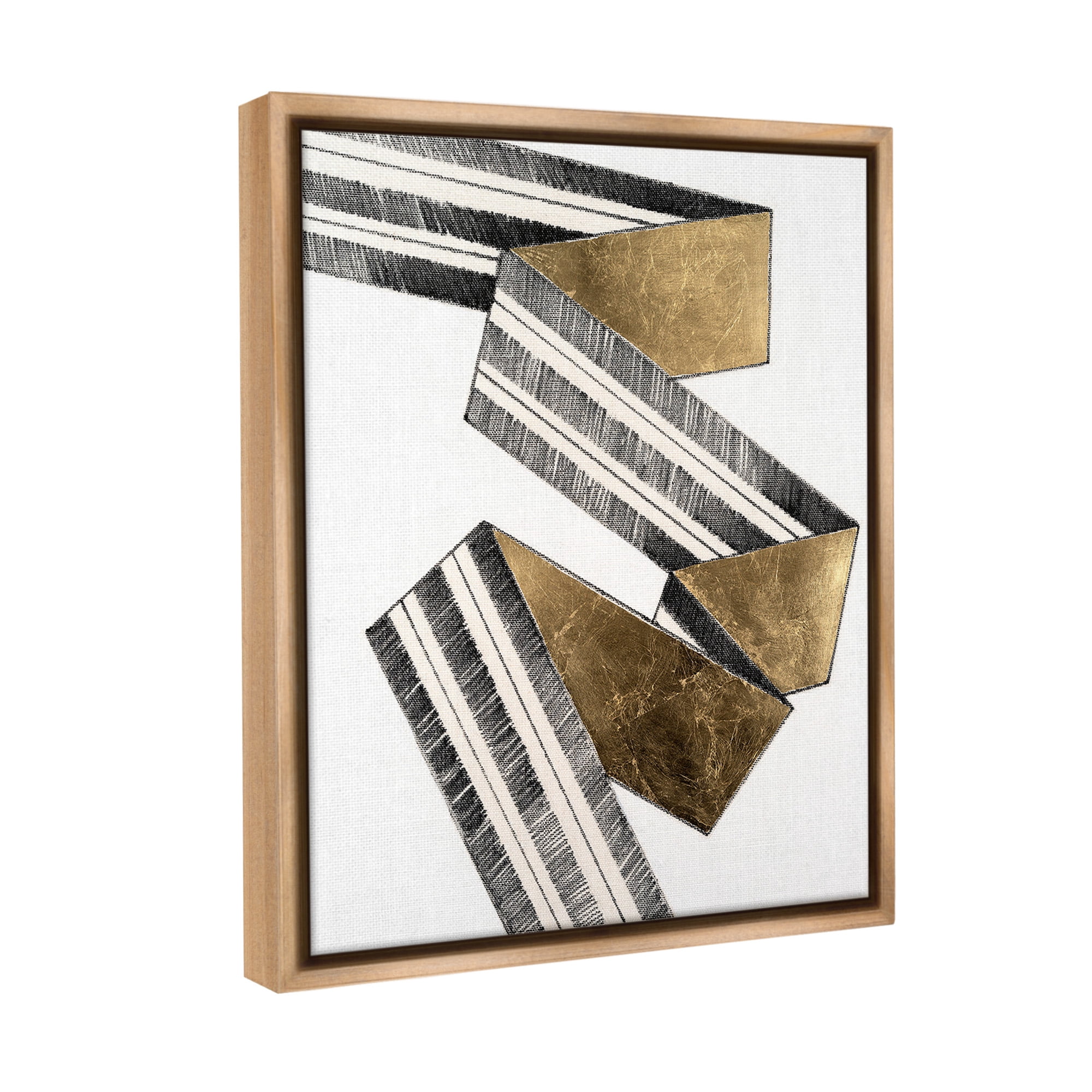Stupell Industries Alternating Geometric Ribbon Abstract Painting Brown Floater Framed Canvas Art Print Wall Art, 25 x 31