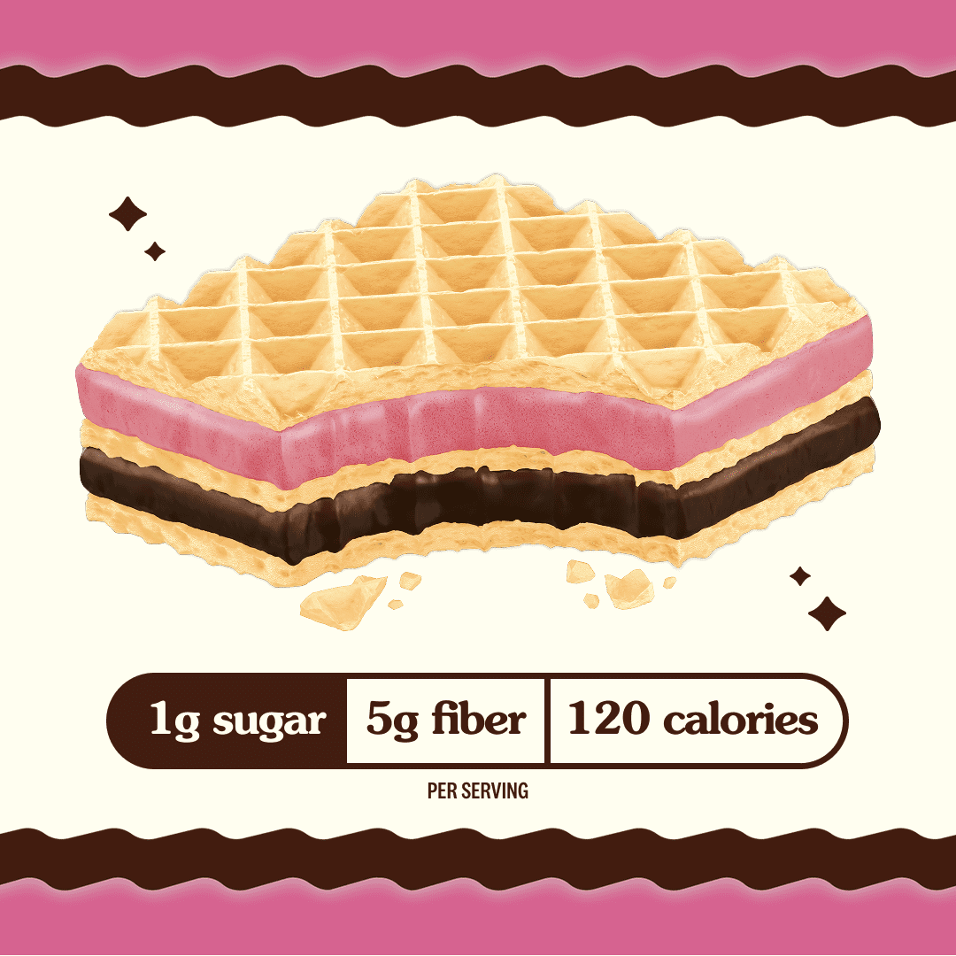 Rip Van Raspberry & Dark Chocolate Wafer Cookies, Keto, Vegan, Low Sugar Snacks, 16 Count