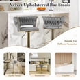 thumbnail image 6 of Set of 2 Modern Velvet Bar Stools, Adjustable Height Woven Back Bar Chairs with Footrest and Swivel for Kitchen Island & Dining Room, Dark Grey, 6 of 12