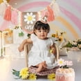 thumbnail image 6 of Boho Pink Daisy Handmade Burlap Birthday High Chair Banner Wild One Cake Topper Birthday Cone Hat Happy Birthday Party Decorations for Baby Girls, 6 of 7