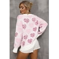 thumbnail image 2 of Women's Pink Heart Leopard Print Fuzzy Sweater with Pearled Ribbed Trim | [ZhiHiMeRi] | (US 16-18)XL, 2 of 12