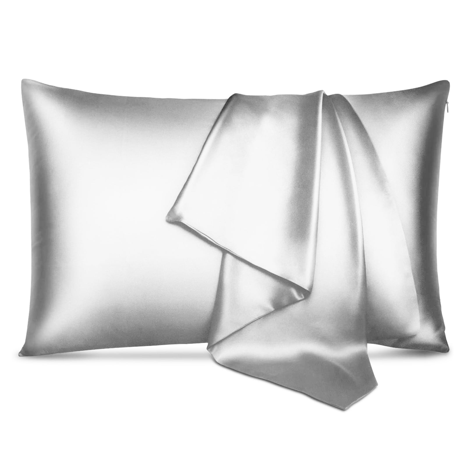 Gray Silk Pillowcase, SPOREYE 22 Momme Silk Pillow Case with Zipper