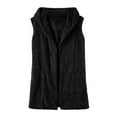 thumbnail image 2 of Plus Size Coat Women Sleeveless Hooded Coat Solid Color Plus Size Warm Long Wool Coat, 2 of 4
