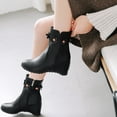 thumbnail image 3 of NECHOLOGY Botas Mujer Adulto Femenino Zapatos Botines para mujer Botas de alta con cremallera decorada con flores superficiales de cuero de color liso para mujer (Black, 9), 3 of 7