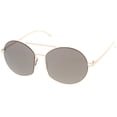 thumbnail image 3 of zeroUV - Modern Thin Metal Frame Brow Bar Colored Mirror Lens Round Sunglasses 59mm - 59mm, 3 of 5