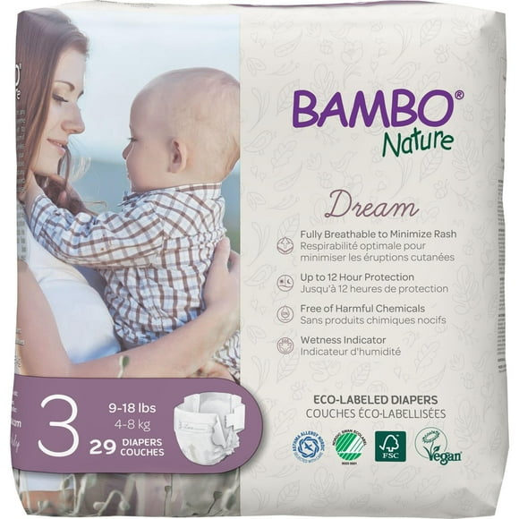 Pañales para bebés Bambo Nature hipoalergénicos tamaño 3 (9-18 libras)