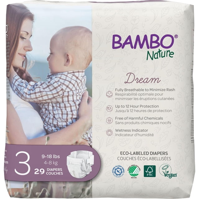Pañales para bebés Bambo Nature hipoalergénicos tamaño 3 (9-18 libras)