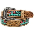 thumbnail image 2 of 40  Western Antique Basket Weave Tooled Beaded Full-Grain Leather Belt 26FK56, 2 of 4