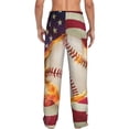 thumbnail image 7 of Salouo Baseball Ball With Flag Print Pajama Pants for Men, Lounge Pants Elastic Waistband Casual Men's sleepwear Loungewear Sleep Pajama Pant -Small, 7 of 7