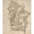 thumbnail image 3 of Giovanni Battista Foggini 15x17 Black Modern Framed Museum Art Print Titled - Design for the Right Half of an Overdoor Decoration with a Bust (1652-1725), 3 of 5