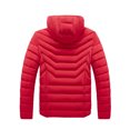 thumbnail image 6 of IROINNID Men's Long Sleeve Puffer Short Hooded Coat Solid Color Leisure Sports Fleece Jacket Detachable Hood Pocket Tops Cotton Coat Windproof And Cold Warm Padded Jacket, 6 of 8