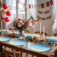 thumbnail image 5 of Blue Beige Ombre Round 13 Inch Placemats Set of 4, Coastal Nautical Summer Beach Wave HeatResistant Non Slip Place Mats for Dining Table, Wipeable Braided Kitchen Table Mats for Housewarming, 5 of 9