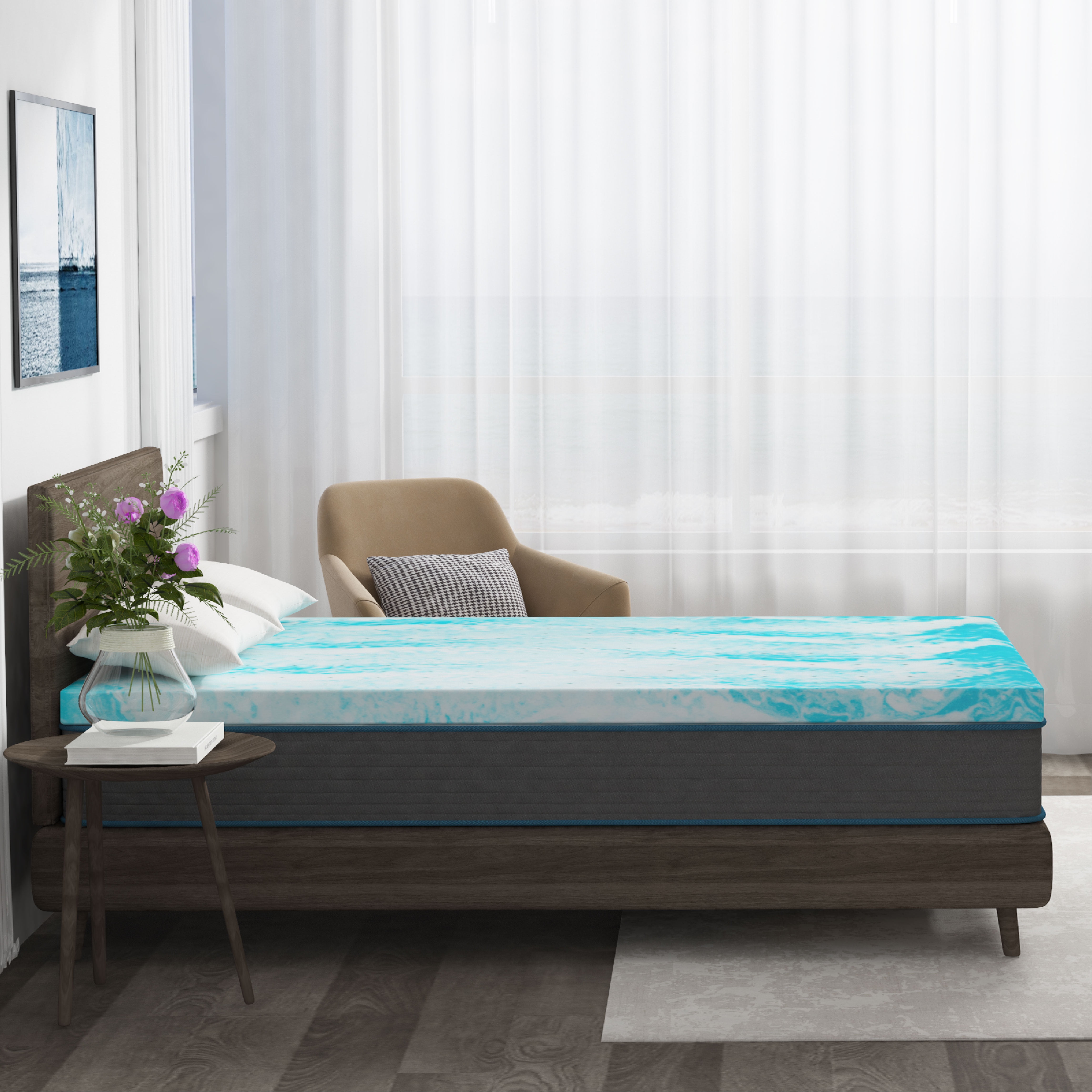 EGOHOME 2 inch Memory Foam Mattress Topper, Twin Mattress Topper, Cooling