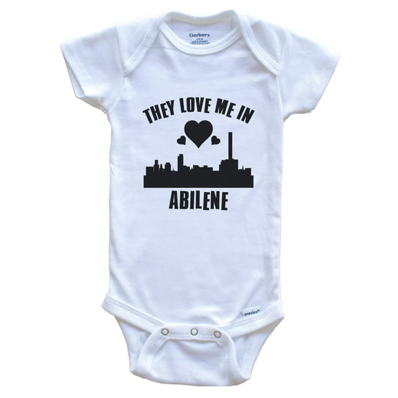 They Love Me in Abilene Texas Hearts Skyline Baby Bodysuit, 0-3 months white