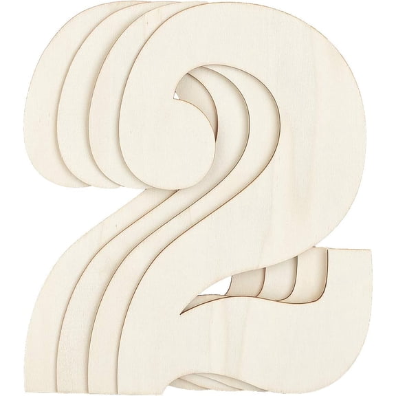 Unfinished Wooden Number 2 Shape 12" Wooden Number 2 Shape Unfinished Natural Decorative Craft for Paint Freely DIY Craft Store Signs Wall Decor Yard Embellishment BurlyWood
