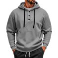 thumbnail image 3 of Men’s 2 Piece Tracksuit Outfit Set, Button Placket Pullover Hoodie with Kangaroo Pocket, Drawstring Cargo Jogger Pants with Multi‑Side Pockets, Daily Walking Outdoor Wear L, 3 of 5