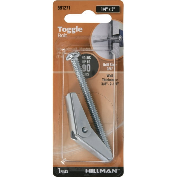 Hillman Zinc Toggle Bolts (1/4" x 3") 1 Set
