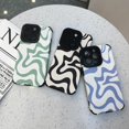 thumbnail image 3 of Sayoaho Diseñado Para Iphone 13 Pro Max Funda De Teléfono Suave De Piel Sintética Tpu Y Lindo Arte Ondulado Pintado Para Mujeres Y Niñas, Protector Delgado A Prueba De Golpes, Compatible Con Funda Par, 3 of 5