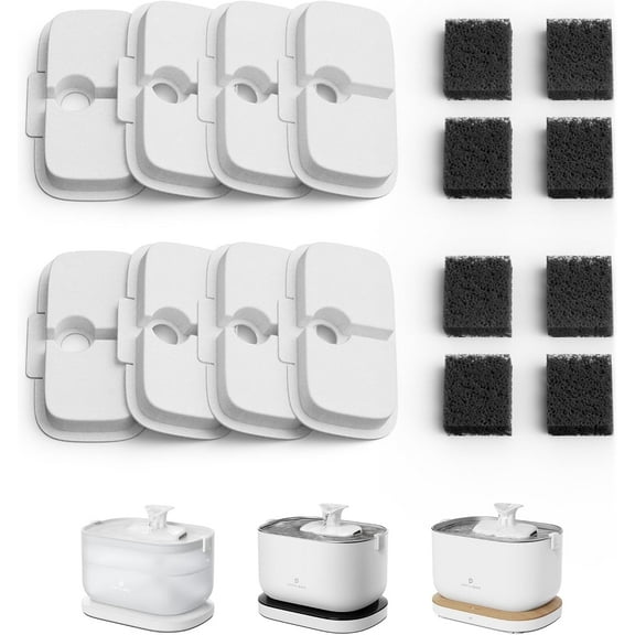 Petlibro Replacement Filters for Dockstream Cat Water Fountain PLWF005 PLWF115 PLWF105, 4 Months Set of Replacement Filters for Ultra Quiet Pet Water Fountain,White 8 Count (Pack of 1) KK21 KK21