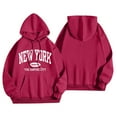 thumbnail image 4 of Bibifish Hoodies For Women New York City Letter Print Hoodies Long Sleeve Drawstring Hoodies Oversized Fleece Pockets Tops, 4 of 4
