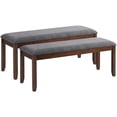 thumbnail image 4 of Pemberly Row Rubber Wood Upholstered Padded Dining Bench in Brown (Set of 2), 4 of 11