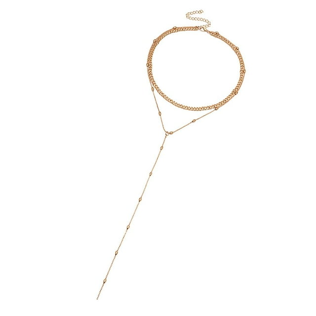 Collar de Gargantilla Chapado en Oro / Plata de Metal de Moda Colgante para Mujeres Y Niñas con Colgante de Estrellas Dorado Yinane Collar multicapa