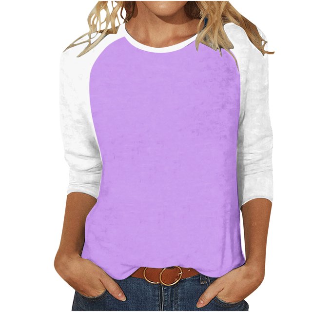 Admvng Chandail en Molleton Femme Décontracté Col Rond Bloc de Couleur Coupe Décontractée Mignon chandail à Manches Longues pour Femmes P-2TG