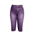 thumbnail image 6 of Cropped Jeggings Womens , Ladies Faux Denim Half Pants with Fake Pockets, Stretchy Skinny Jeans High Elastic Waist 3/4 Length Jegging, Capri Denim Trousers for Casual Wear Gym Yoga Athletic, 6 of 7