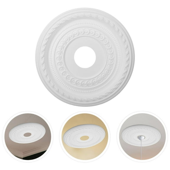 BESTYASH White PU Ceiling Medallion for Light Fixtures Modern Decor Easy Installation MultiPurpose 12 inch