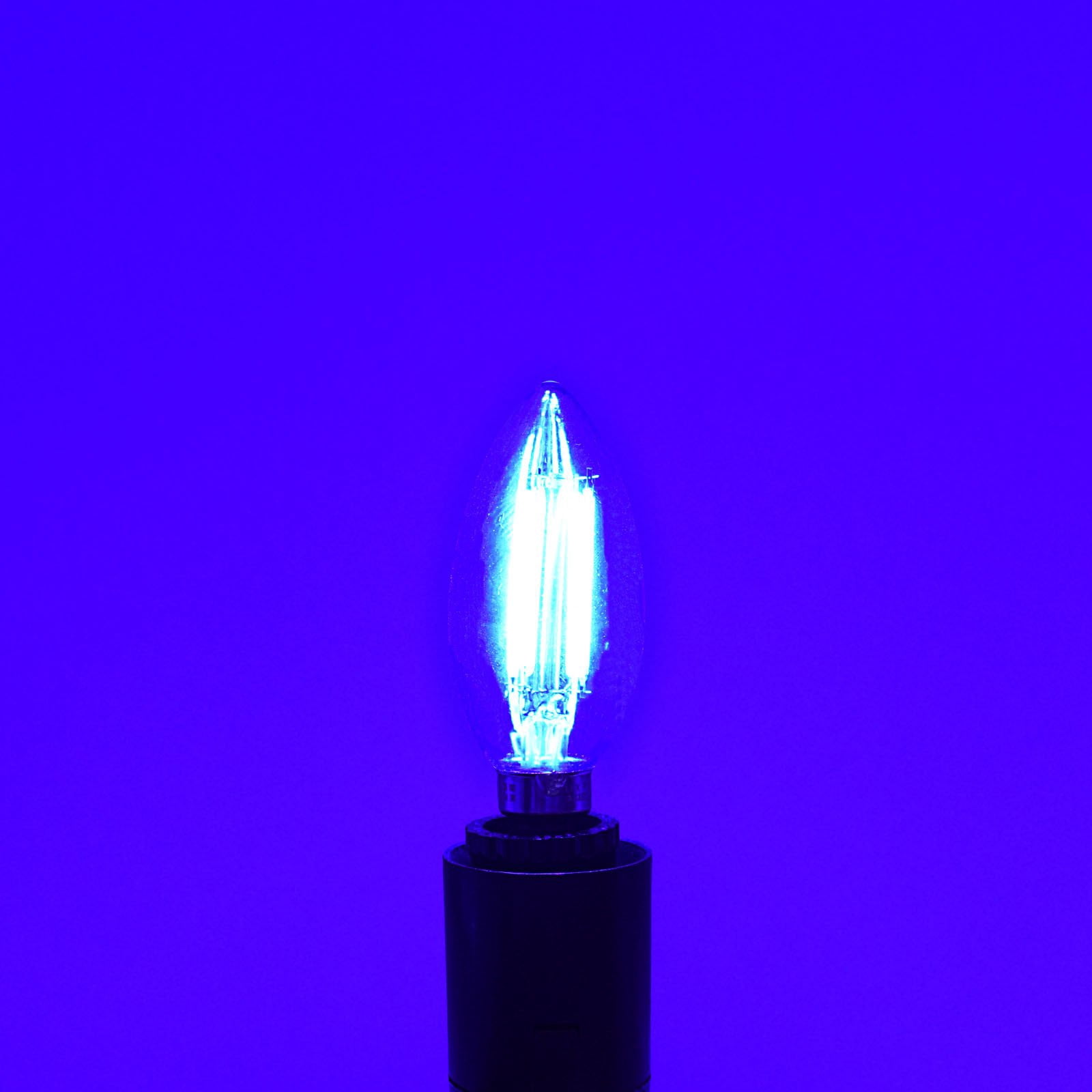 Luxrite E12 LED Filament Blue Light Bulb, 4.5W=40W, Colored Glass Candelabra Bulb, UL, E12, Decoration, Party 6 Pack