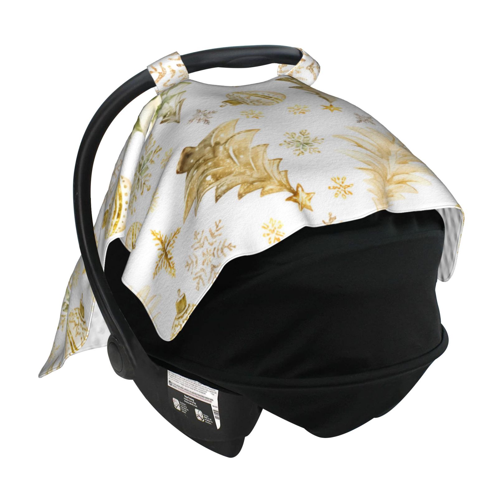 Car Seat Cover Baby - Gold Christmas Tree Breathable Infant Car Seat Cover for Baby Carseat, Lightweight Comfort Baby Essentials Must Haves Newborn Stuff for Girl Boy