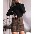 thumbnail image 3 of Camisa de una pieza negra de manga larga con cuello alto para mujer, 3 of 5