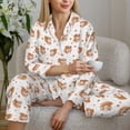 thumbnail image 4 of Goofa Squirrel And Rose Printed Women’s 2 Piece Pajama Set Super,Pajamas Women's Long Sleeve Sleepwear Soft Button Down Loungewear Pjs Lounge Set Nightwear-Small, 4 of 9